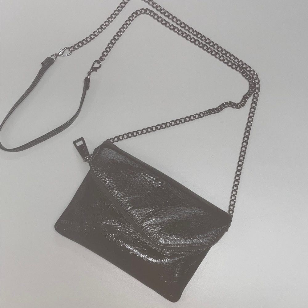 HOBO Black Leather Crossbody / Wristlet Bag with Chain Strap